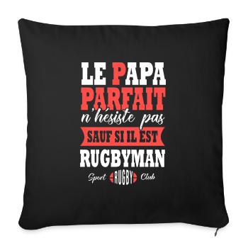 Rugby papa joueur de rugby sport rugby - Housse de coussin décorative 45 x 45 cm - noir - Devant