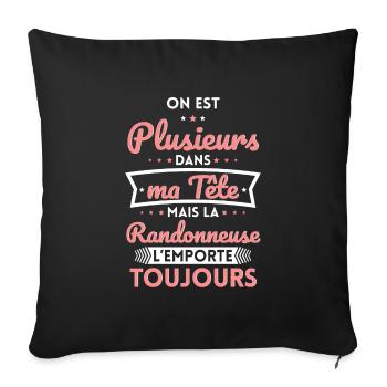 Plusieurs dans tête la Randonneuse l'emporte - Housse de coussin décorative 45 x 45 cm - noir - Devant