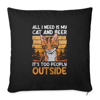 Chats, Chaton, Miaou, Mignon - Housse de coussin décorative 45 x 45 cm - noir - Devant