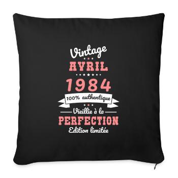 40th Anniversary - Vintage - April 1984 - Sofa pillowcase 17,3'' x 17,3'' (45 x 45 cm) - black - Front