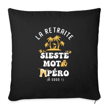 motard humour retraite sieste moto apéro - Housse de coussin décorative 45 x 45 cm - noir - Devant