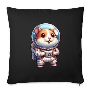 Cute hamster astronaut in space - Sofa pillowcase 17,3'' x 17,3'' (45 x 45 cm) - black - Front
