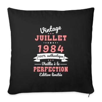 40th Anniversary - Vintage - July 1984 - Sofa pillowcase 17,3'' x 17,3'' (45 x 45 cm) - black - Front