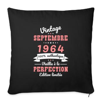 60 Years Anniversary - Vintage - September 1964 - Sofa pillowcase 17,3'' x 17,3'' (45 x 45 cm) - black - Front