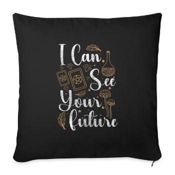 Diseuse de bonne aventure Horoscope Tarot Cartes Magie - Housse de coussin décorative 45 x 45 cm - noir - Devant