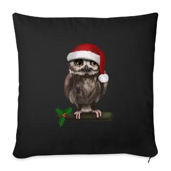 Noël Uhu Hibou - Bored - Housse de coussin décorative 45 x 45 cm - noir - Devant