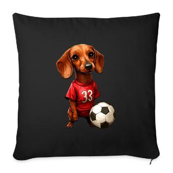 Dackel Fussball rot - Sofakissenbezug 45 x 45 cm - Schwarz - Vorne
