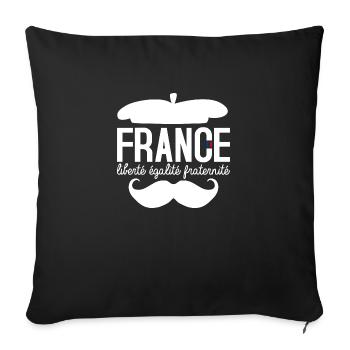 France liberté égalité fraternité Drapeau France - Housse de coussin décorative 45 x 45 cm - noir - Devant