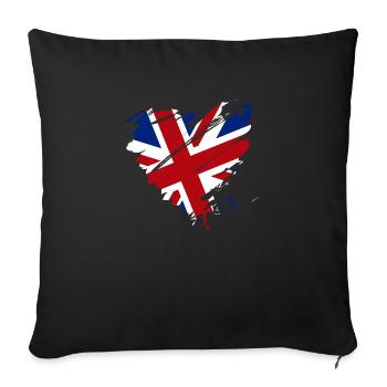 Coeur Grande-Bretagne Angleterre Football Union Jack Pub - Housse de coussin décorative 45 x 45 cm - noir - Devant