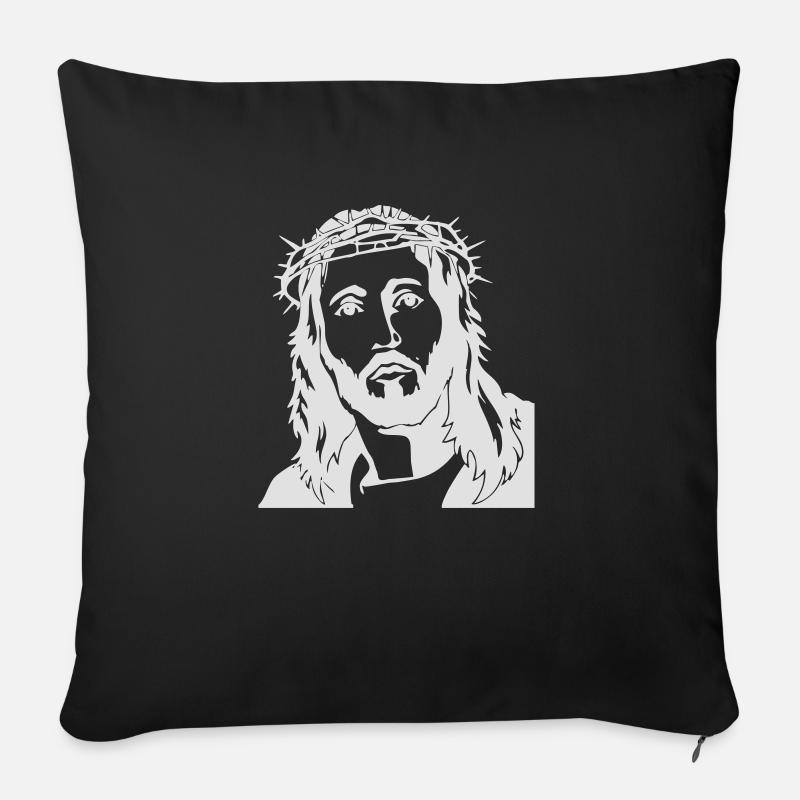 Jésus - Housse de coussin décorative 45 x 45 cm - noir