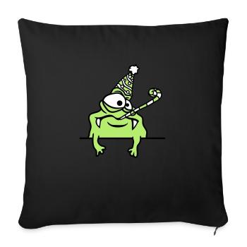 cadre de texte écrire mur anniversaire seul - Housse de coussin décorative 45 x 45 cm - noir - Devant