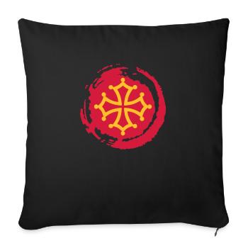 croix occitane - Housse de coussin décorative 45 x 45 cm - noir - Devant