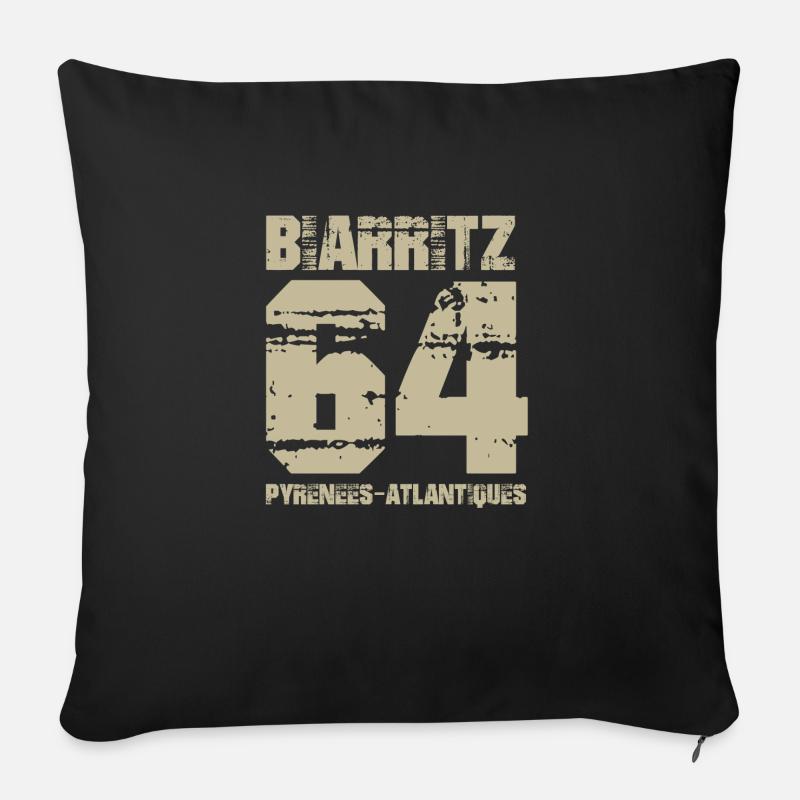 Aquitaine Pyrénées Atlantiques 64 Biarrritz - Housse de coussin décorative 45 x 45 cm - noir