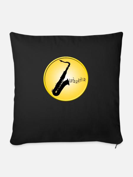 Saxofon / Musik / Noten / Jazz - Sofakissenbezug 45 x 45 cm - Schwarz