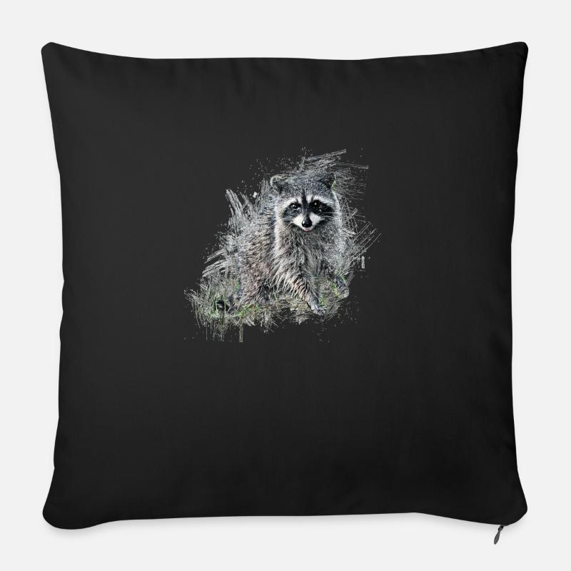 Waschbär - Sofakissenbezug 45 x 45 cm - Schwarz