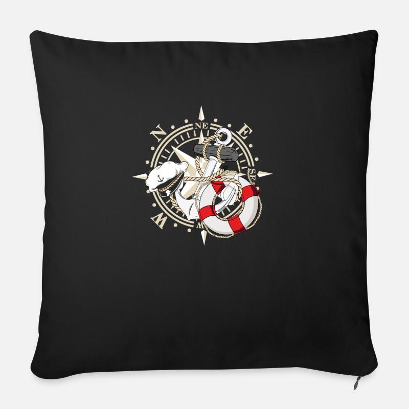 MARIN - Housse de coussin décorative 45 x 45 cm - noir