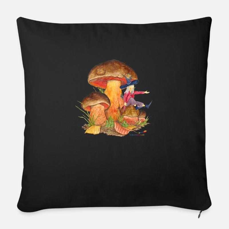 Duftnäschen auf Hexenröhrling - Sofakissenbezug 45 x 45 cm - Schwarz
