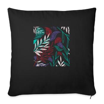 Pattern with tropical plants - Sofa pillowcase 17,3'' x 17,3'' (45 x 45 cm) - black - Front