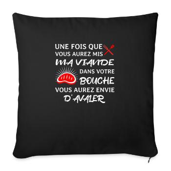 Ma viande Barbecue Citation drôle - Housse de coussin décorative 45 x 45 cm - noir - Devant