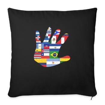 Amérique latine Amérique du Sud main drapeau cadeau Latin - Housse de coussin décorative 45 x 45 cm - noir - Devant
