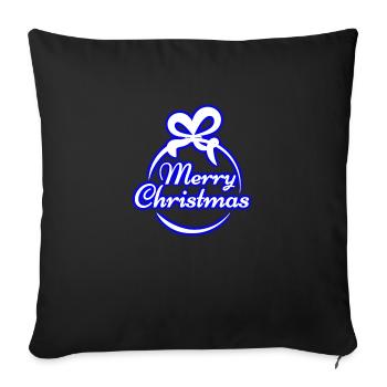 Merry Christmas Neon Blau Weihnachten - Sofakissenbezug 45 x 45 cm - Schwarz - Vorne
