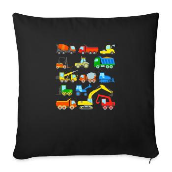 Construction sites Vehicles Excavators - Sofa pillowcase 17,3'' x 17,3'' (45 x 45 cm) - black - Front