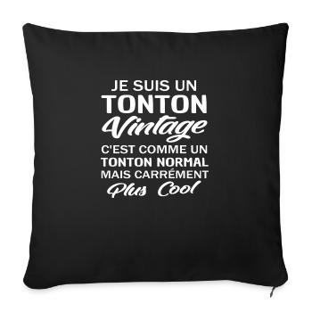 je suis un tonton vintage - Housse de coussin décorative 45 x 45 cm - noir - Devant