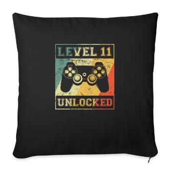 Level 11 Unlocked 11th Birthday - Sofa pillowcase 17,3'' x 17,3'' (45 x 45 cm) - black - Front