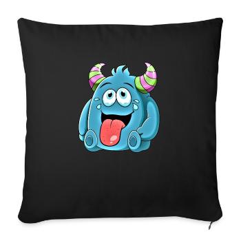 Petit monstre mignon drôle n°26 - Housse de coussin décorative 45 x 45 cm - noir - Devant