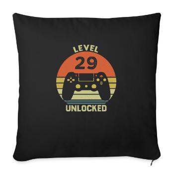 Level 29 Unlocked 29 Years Anniversary Gift - Sofa pillowcase 17,3'' x 17,3'' (45 x 45 cm) - black - Front