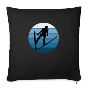Saut à ski Saut à ski Ski jumper Sports d’hiver Vol à ski Fra - Housse de coussin décorative 45 x 45 cm - noir - Devant