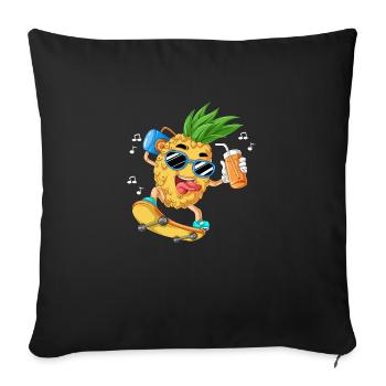 Pineapple skateboard - Sofa pillowcase 17,3'' x 17,3'' (45 x 45 cm) - black - Front