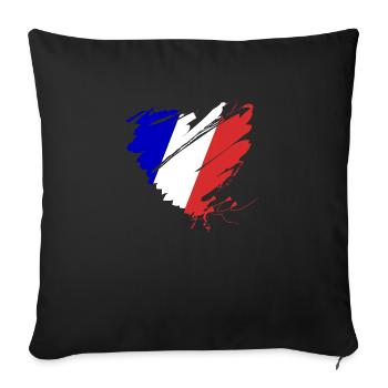 France Tricolor Paris Grunge Heart Football Goal - Sofa pillowcase 17,3'' x 17,3'' (45 x 45 cm) - black - Front