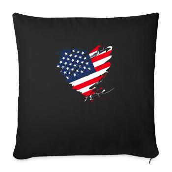 USA Amérique Flag Grunge Heart Stars and Stripes - Housse de coussin décorative 45 x 45 cm - noir - Devant