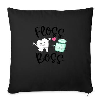 Patron de la soie dentaire - Housse de coussin décorative 45 x 45 cm - noir - Devant