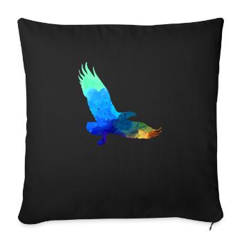 eagle,watercolor,blue,colorful,painting,bird,turquoise - Sofa pillowcase 17,3'' x 17,3'' (45 x 45 cm) - black - Front