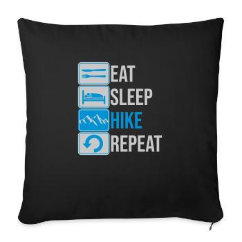 Mange Sommeil Randonnée Répéter - Housse de coussin décorative 45 x 45 cm - noir - Devant