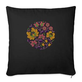 Hungarian flowers, colorful, colorful flowers,tendrils,flower - Sofa pillowcase 17,3'' x 17,3'' (45 x 45 cm) - black - Front