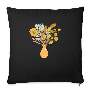 Kunstvolle Blumen Vase - Sofakissenbezug 45 x 45 cm - Schwarz - Vorne