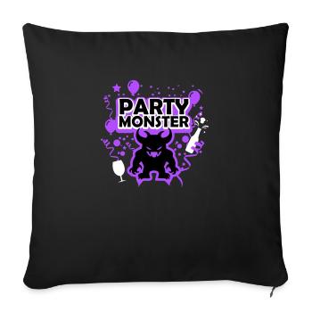 Monstre de fête violet - Housse de coussin décorative 45 x 45 cm - noir - Devant