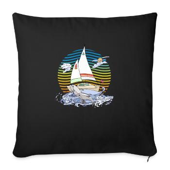 Voilier - Housse de coussin décorative 45 x 45 cm - noir - Devant