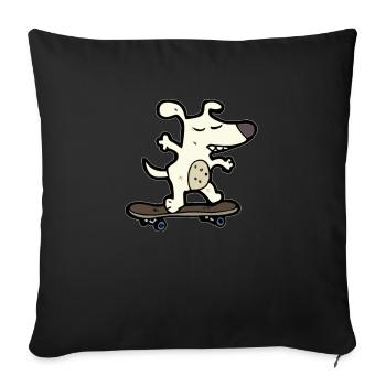 Chien sur skateboard - Housse de coussin décorative 45 x 45 cm - noir - Devant