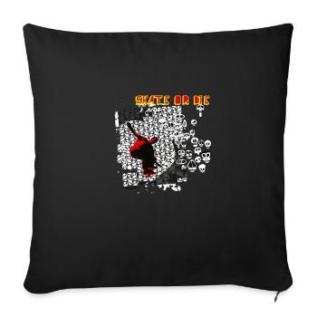 skate or die skater skull street jump halfpipe lol - Sofa pillowcase 17,3'' x 17,3'' (45 x 45 cm) - black - Front