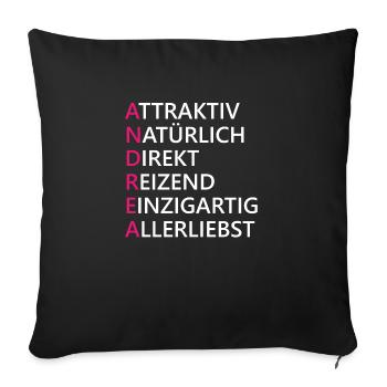 Andrea Name Geschenk - Sofakissenbezug 45 x 45 cm - Schwarz - Vorne