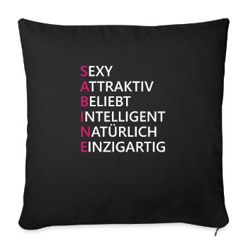 Sabine Name Geschenk - Sofakissenbezug 45 x 45 cm - Schwarz - Vorne