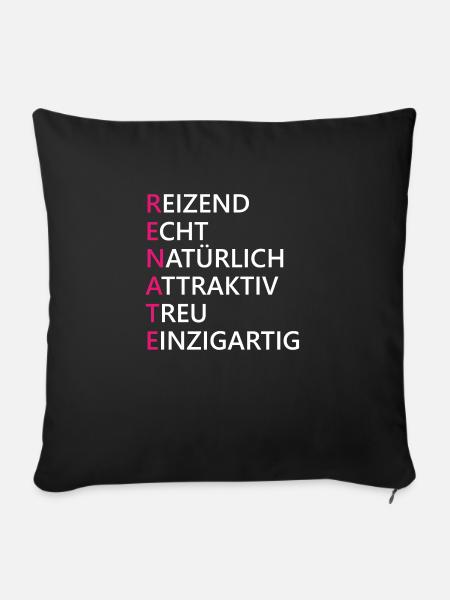 Renate Name Geschenk - Sofakissenbezug 45 x 45 cm - Schwarz