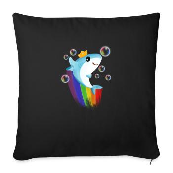 Rainbow Shark - Sofa pillowcase 17,3'' x 17,3'' (45 x 45 cm) - black - Front