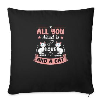 All You Need Is Love And A Cat, Press O To Meow - Sofakissenbezug 45 x 45 cm - Schwarz - Vorne