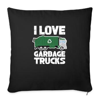 I Love Garbage Trucks – Rubbish Truck Funny - Sofa pillowcase 17,3'' x 17,3'' (45 x 45 cm) - black - Front