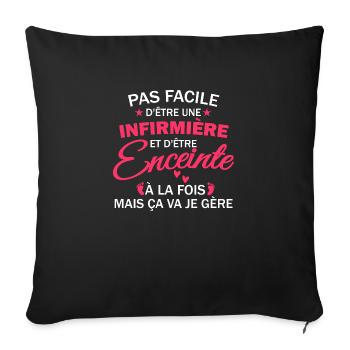 infirmière et enceinte / infirmière enceinte - Housse de coussin décorative 45 x 45 cm - noir - Devant